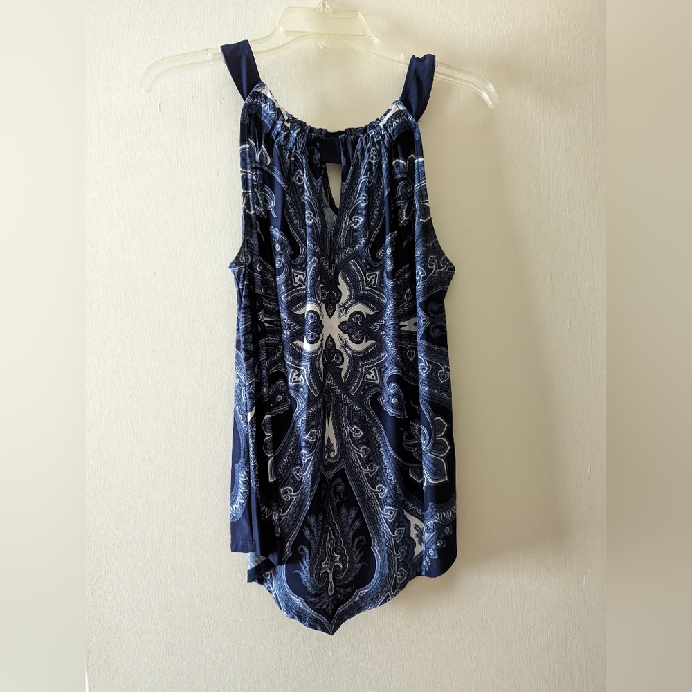 INC Handkerchief Tank Top, Navy & White, Large